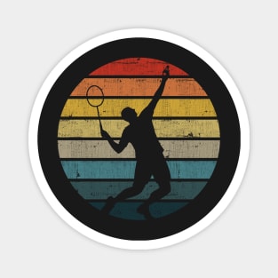 Badminton Silhouette On A Distressed Retro Sunset graphic Magnet